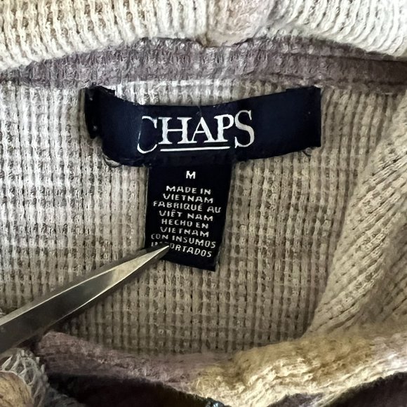 Chaps Western Womens M Aztec Lightweight Thermal Waffle Knit Hoodie Pullover - Picture 3 of 8